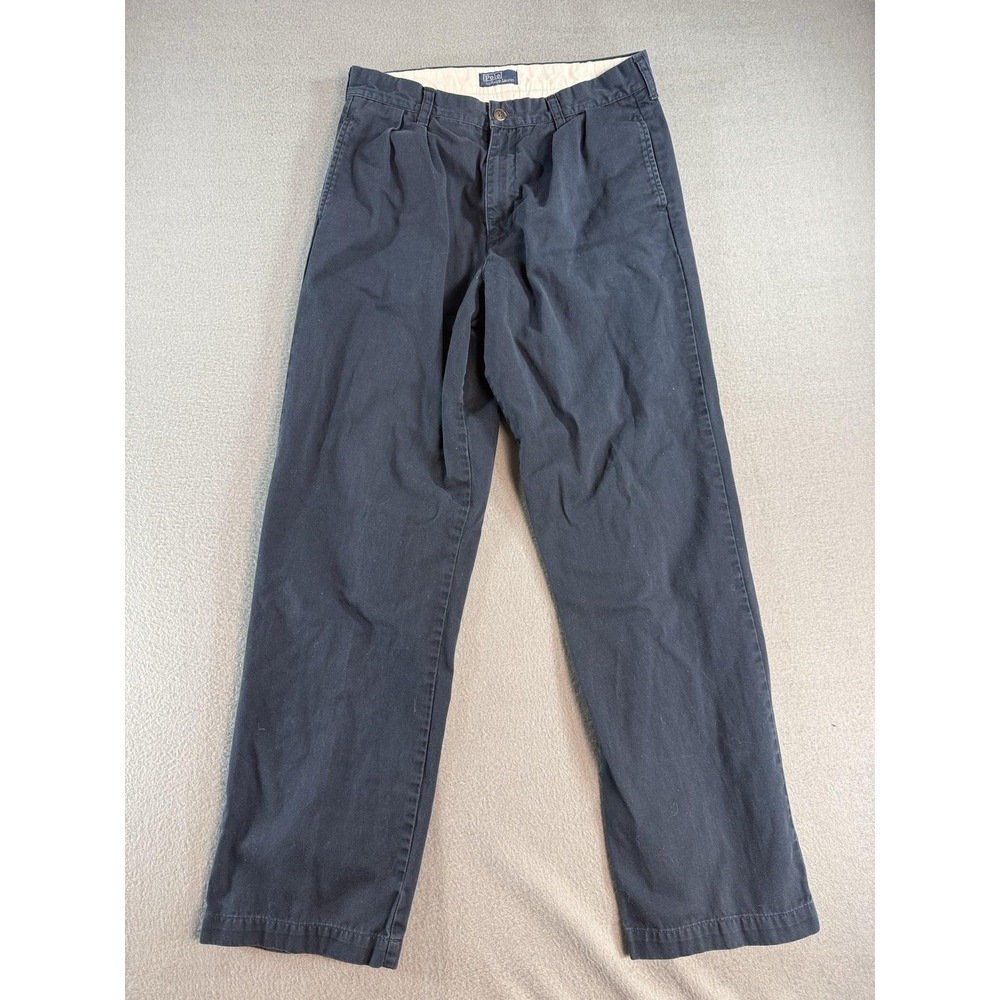 Polo Ralph Lauren Mens Blue Classic Fit Pleated Chino Pants 34x28 EG0030688